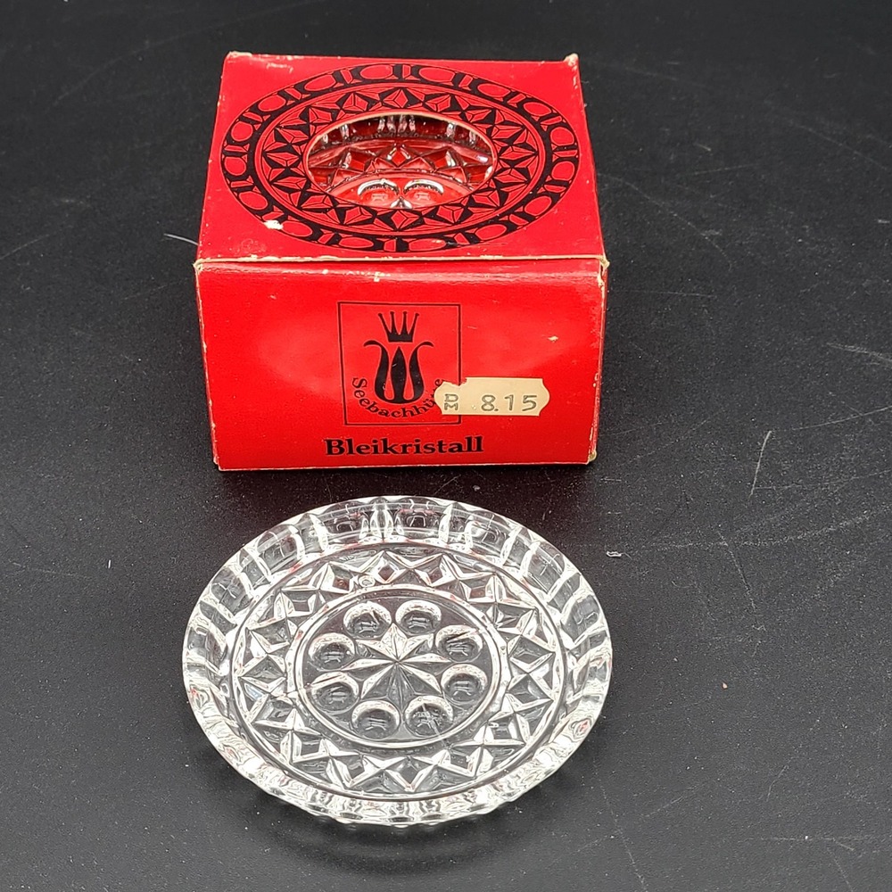 Set of 6 Vintage Seebachhütte Lead Crystal Coasters - 1970s, Heavy & Elegant